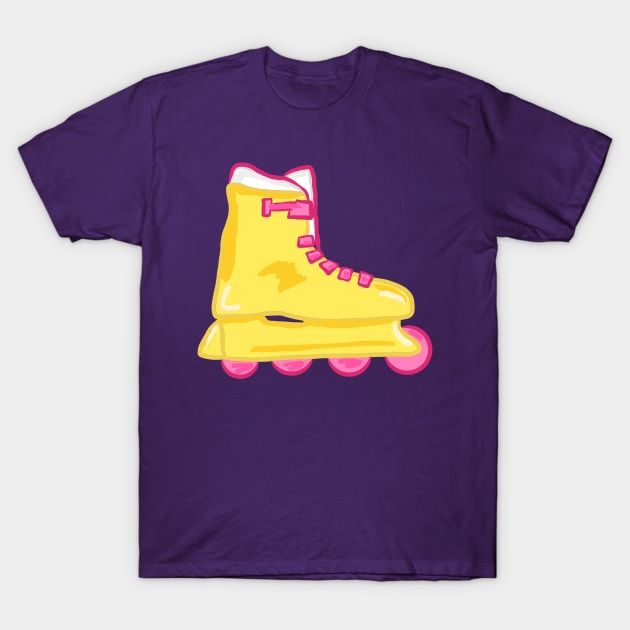 Yellow Rollerskate T-Shirt by RoserinArt